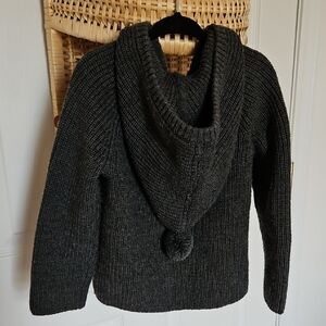 H&M Dark Gray Pom Hooded Sweater, Wool